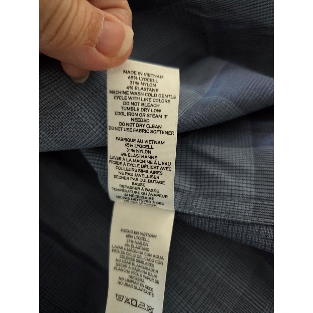 Rhone Blue Plaid Stretch Long Sleeve Button Down Shirt Sz S Lightweight NWT - Picture 7 of 8